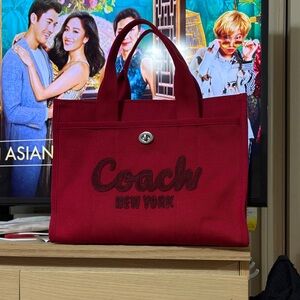 Coach Cherry Red Canvas Tote